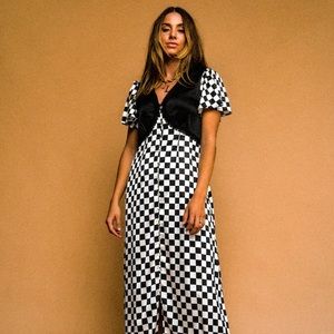 No risk no magic dress in checkerboard